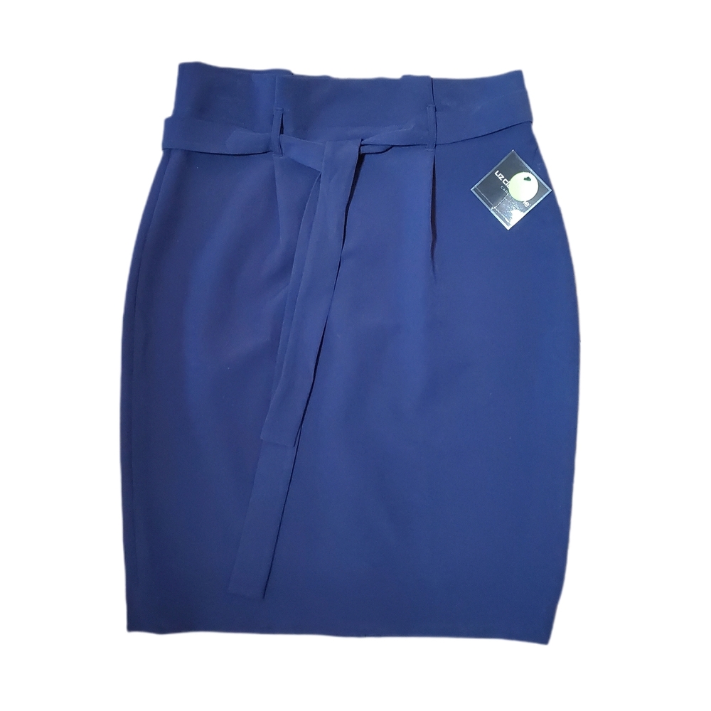Liz Claiborne CareerGingham Garden Elegant Navy Blue Women's Skirt NWT Sz 8